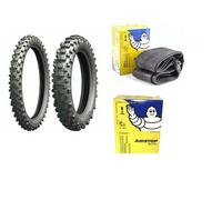 Paire Pneumatiques Avec Chambres Michelin 90 90 21 54R 120 90 18 65R Moto Enduro