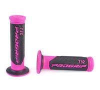 Progrip Paire de poignées 732 double densité noir/rose 22/24 mm pour moto/scooter