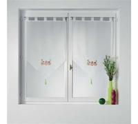 Voilage DOUCEUR D'INTERIEUR paire pompon passants 2 x 60 x 160 cm voile brode epinea
