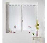 Voilage DOUCEUR D'INTERIEUR paire pompon passants 2 x 60 x 90 cm voile brode flamingo pink