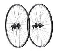 Paire Roues 28" VTC Jante ALU Double PAROI Noir Frein Patin + Disque MOYEU ALU Blocage Rapide Cassette 7/8/9V