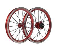 Paire Roues Pour Vélo Pliant 14/16 Po Simple 9 Vitesses Alliage D'aluminium | Jante Double Paroi Avant 74mm Arrière 85mm Roues De Vélo 20H(Red,14in)