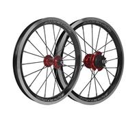 Paire Roues Pour Vélo Pliant 14/16 Po Simple 9 Vitesses Alliage D'aluminium | Jante Double Paroi Avant 74mm Arrière 85mm Roues De Vélo 20H(Black B,16in)