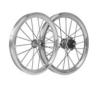 Paire Roues Pour Vélo Pliant 14/16 Po Simple 9 Vitesses Alliage D'aluminium | Jante Double Paroi Avant 74mm Arrière 85mm Roues De Vélo 20H(Silver,14in)