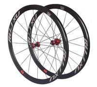 Paire Roues Vélo Route 700c Roue Freins sur Jante Jantes en Alliage D'aluminium Paroi 40mm 8-11 Vitesses Cassette Moyeu en Fibre De Carbone Roue À Dégagement Rapide(Red Hub)