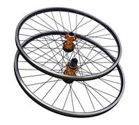 Paire Roues VTT 27.5 Pouces Avant et Arrière, Moyeu Doré | Alliage alu résistant, roulements étanches, charge 200 kg, freins disque 6 trous, 32 rayons, compatible 7-12 vitesses