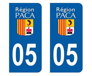 Paire Sticker immatriculation 05 - Hautes alpes