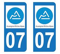 Paire Sticker immatriculation 07 - Nouveau logo Auvergne Rhône-Alpes