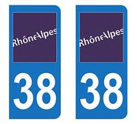 Paire Sticker immatriculation 38 - Isère