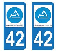 Paire Sticker immatriculation 42 - Nouveau logo Auvergne Rhône-Alpes