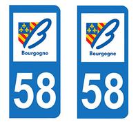 Paire Sticker immatriculation 58 - Nièvre
