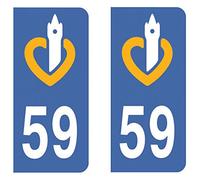 Paire Sticker immatriculation 59 - Nord