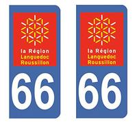 Paire Sticker immatriculation 66 - Pyrénées Orientales