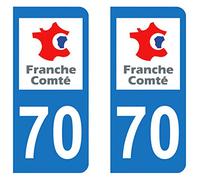 Paire Sticker immatriculation 70 - Haute Saône