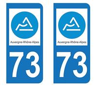 Paire Sticker immatriculation 73 - Nouveau logo Auvergne Rhône-Alpes
