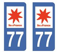 Paire Sticker immatriculation 77 - Seine et Marne