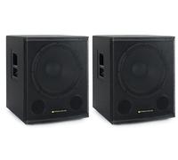 Paire Subwoofer Actif 600W Caisson Basses Haut-Parleur 18'' Bassreflex HiFi PA