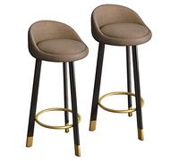 Paire tabourets de Bar Silaire rembourré en Tissu avec Un Dossier Black Steel Jambes Kitchen Breakfast Tool Counter (Marron, 70 cm)