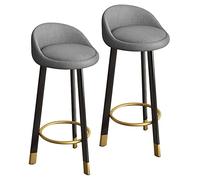 Paire tabourets de Bar Silaire rembourré en Tissu avec Un Dossier Black Steel Jambes Kitchen Breakfast Barstool Counter (Gris, 60 cm)