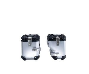 Paire valise latérale moto en aluminium avec côté droit profilé GPR Tech Suzuki V-Strom Dl 1000 2017/2019 E4 Argenté TU