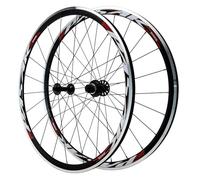 Paire Vélo Route Roues 700C C/V/Frein sur Jante Profondeur 30 Mm Alliage D'aluminium Double Paroi Jantes 8 À 12 Vitesses Moyeu QR-100/130mm(Black Red)