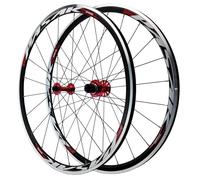 Paire Vélo Route Roues 700C C/V/Frein sur Jante Profondeur 30 Mm Alliage D'aluminium Double Paroi Jantes 8 À 12 Vitesses Moyeu QR-100/130mm(Rosso)