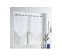 Douceur d'Intérieur Paire de Voilages à Passants (2 x 45 x 120 cm) Lissea Blanc, Voile Sablé