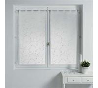 Douceur d'Intérieur, Paire de Voilages à Passants (2 x 60 x 90 cm) Petite Fleur Blanc/Blanc, Voile Sablé Brodé