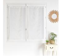 Paire voilages avec motif feuilles brodées Blanc cassé 60x120 cm