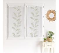 Paire voilages avec motif feuilles brodées Vert 45x120 cm