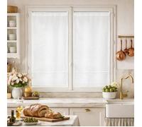 Paire voilages blanc frise dentelle élégante Blanc 60x120 cm