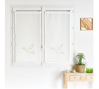 Paire voilages motif feuilles bananes Vert 60x120 cm