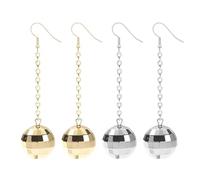 Paires De Boucles d'oreilles À Thème Disco, De Longues Boucles d'oreilles De Remorque, Boucles d'oreilles De Personnalité Élées, Boucles d'oreilles Rétro, Accessoires De Vêtements (Or, Argent)