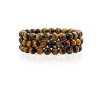 Bling Jewelry Paires De Perles Rondes En Oeil De Tigre Marron 8Mm Bracelet Extensible Pour Femmes Ados Pour Hommes Multi Brins Ajustable