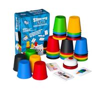 Pairez Toys Quick Stacking Cups Game, Jeu de gobelets empilables Classiques, Jeux de Speed Cups, Jouets interactifs Parent-Enfant avec 24 Cartes et 30 gobelets, Jeux familiaux pour fête ou Voyage