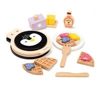 PairPear Machine à gaufres en bois - Jouet alimentaire - Jeu de rôle - Accessoires de cuisine - Kit de petit-déjeuner et de thé pour enfants - Cadeau pour filles et garçons à partir de 3 ans