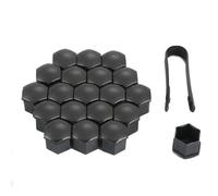 PAITOK Cache-écrous de Roue, Ensemble de 20 Couvre-écrous de Roues universels en Plastique chromé avec Outil de démontage pour Voitures (Noir, 17mm)