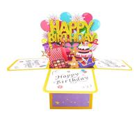 PAITOK Cartes de vœux d'anniversaire pop-up 3D, cadeau d'anniversaire personnalisé pour enfants, carte d'anniversaire avec enveloppe et carte de message pour filles, garçons, femmes et hommes