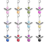 PAITOK Porte-clés Guardian Angel, 12 pièces Pendentif d'ange perlé coloré porte-clés porte-bonheur pendentifs cadeaux de retour pour les invités de baby shower, mariage ou fête de Noël