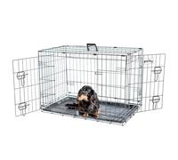 Cage Pour Chien Fortressoom, Caisse De Transport Pour Chien Et Chiot 75x47x54cm, Pliable, 2 Portes, Plateau Amovible, Utilisation Interieur, Paitsy Noir