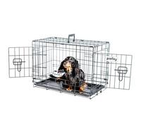 Cage Pour Chien Fortressooxs, Caisse De Transport Pour Chien Et Chiot 56x33x41cm, Pliable, 2 Portes, Plateau Amovible, Utilisation Interieur, Paitsy Noir