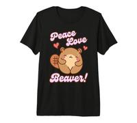 Paix Amour Castor Mignon rétro Vintage drôle T-Shirt Haut de Gamme