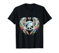 Paix, amour, cœur, ange et terre aux couleurs de l'arc-en-ciel T-Shirt