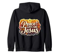 Paix Amour et Jésus-Christ Fidèle Chrétien Religieux Dieu Sweat à Capuche