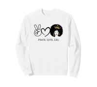 Paix Amour Lion Reine Zodiaque Afro Cheveux Anniversaire Sweatshirt