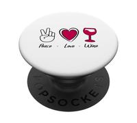 Paix Amour vin - Peace Love Wine - Humour vin Cadeau apéro PopSockets PopGrip Adhésif
