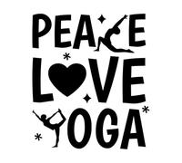 paix amour yoga yoga typographie mots citation Stickers muraux 67.2x77.9cm Fourni avec un kit de film de transfert Noir