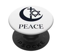 Paix | Croissant de Croix Hexagramme Interreligieux Unité Coexistent PopSockets PopGrip Adhésif