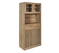 AltoBuy PAJAN - Buffet Vaisselier Multi-Rangement Effet Bois avec Tasseaux