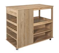 PAJAN - Ilot de Cuisine Multi-Rangement Effet Bois avec Tasseaux - Altobuy